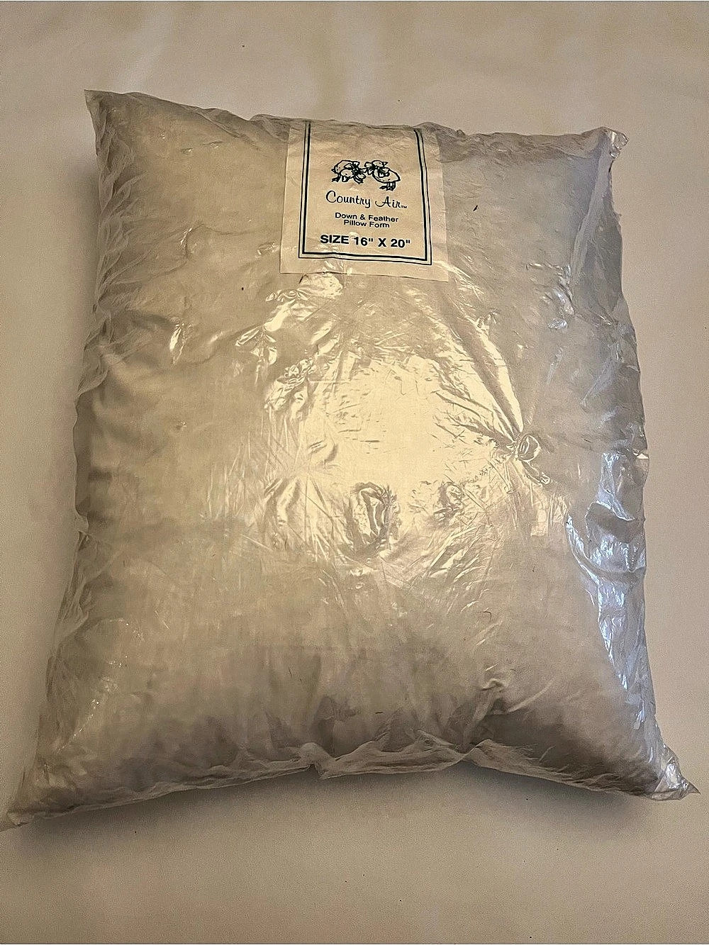 Country Air Down & Feather Pillow Form White 16" x 20" NWT